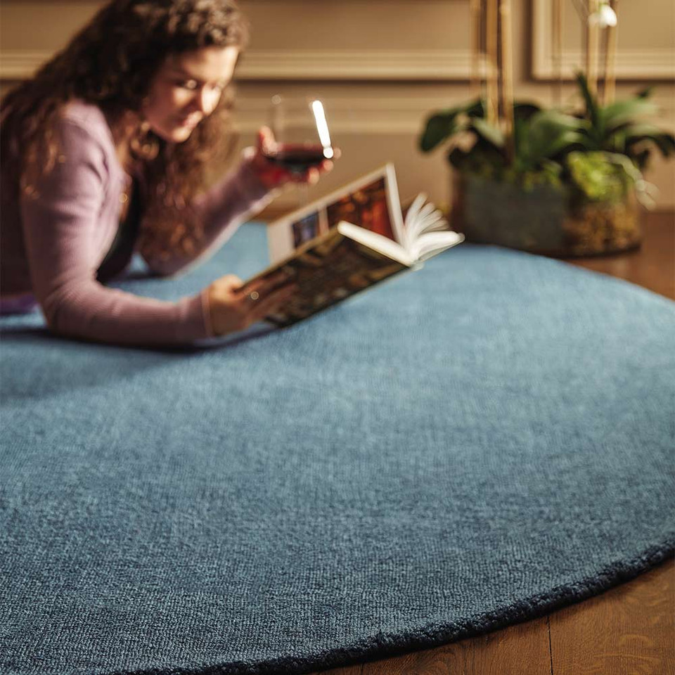 Origins Reef Petrol Blue Plain Textures Rug