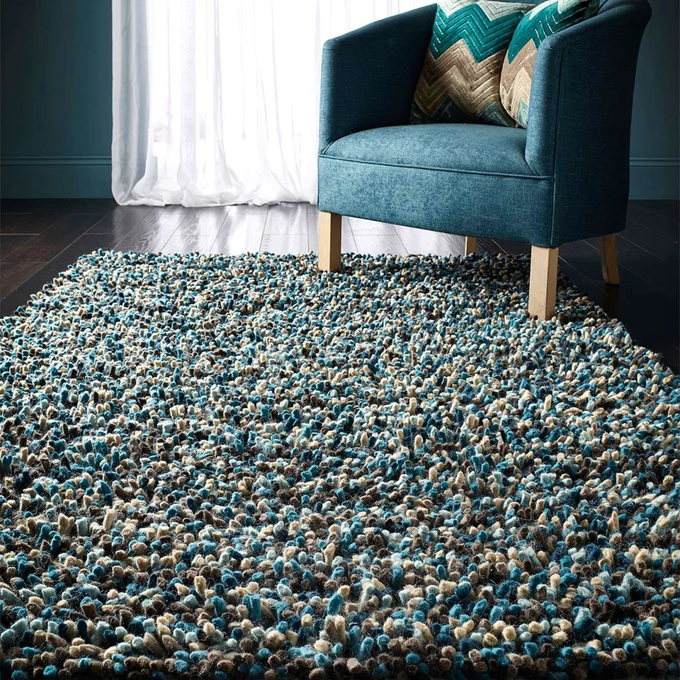 Origins Rocks Chunky Multi Blue Wool Rug