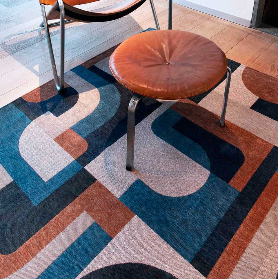 Module Nuance Camel Blue 9196 Indoor Outdoor Washable Eco Rug