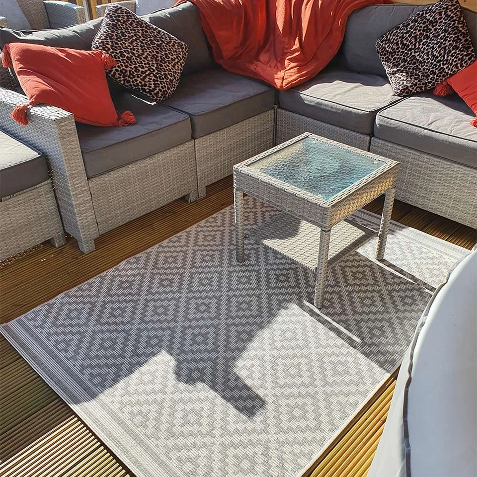 Outdoor Rug Patio Diamond Grey 160x230cm