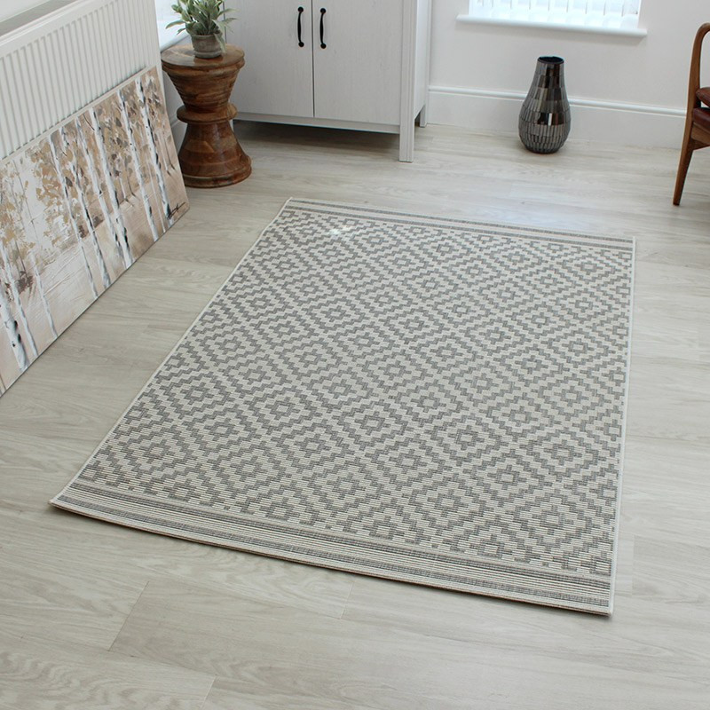Outdoor Rug Patio Diamond Grey 160x230cm