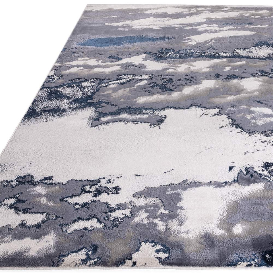 On Sale Aurora AU20 Storm Rug Blue Cream Abstract 80x150cm