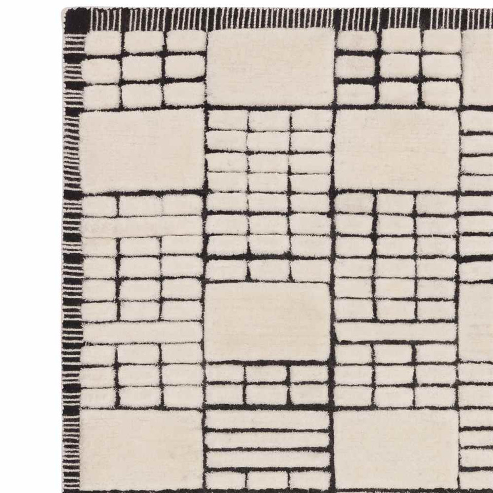Empire New Zealand Wool Rug Cream Black