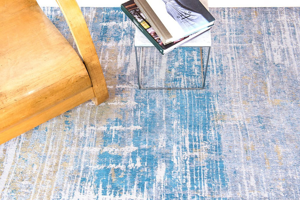 Atlantic Streaks Long Island Blue 8718 Indoor Outdoor Washable Eco Rug