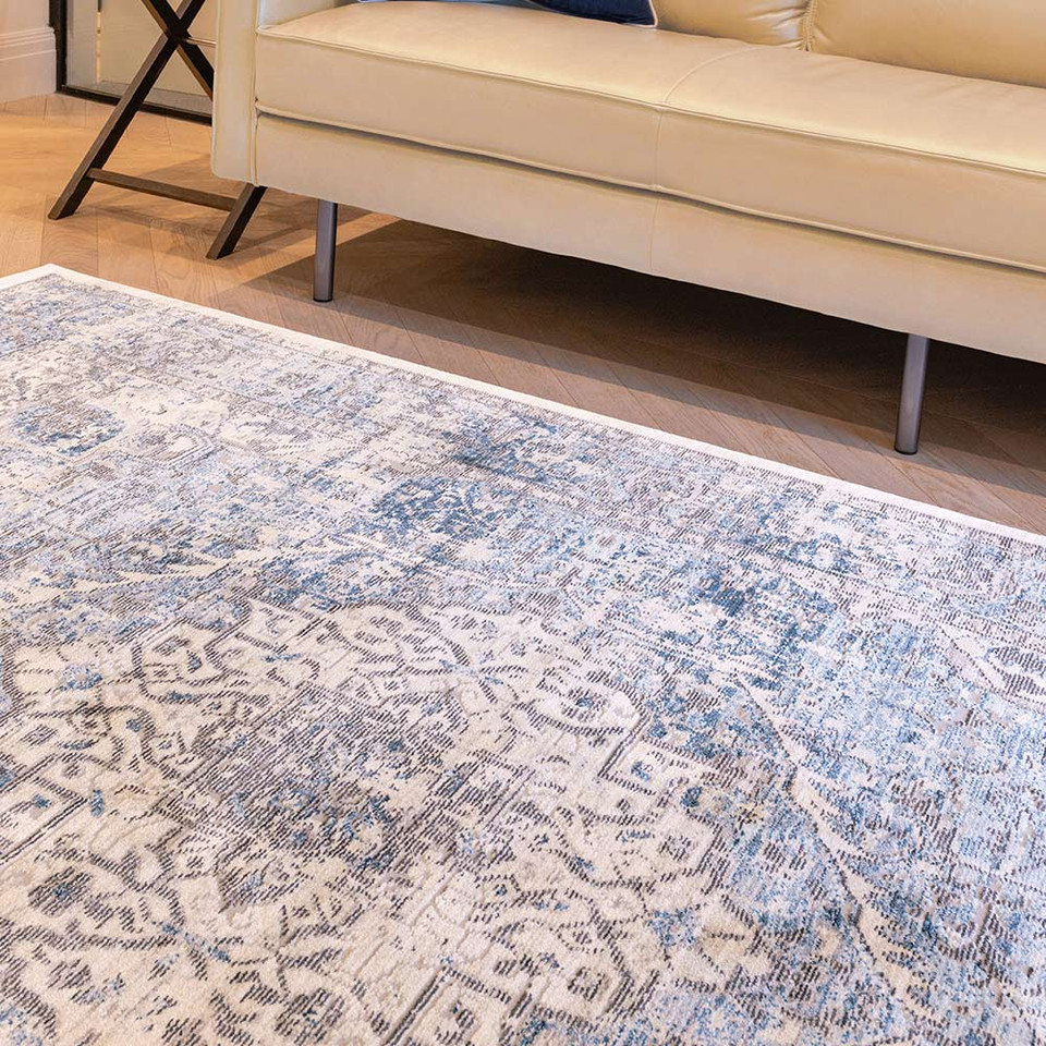Heritage HRTG106 Ivory Grey Blue Rug by Concept Looms