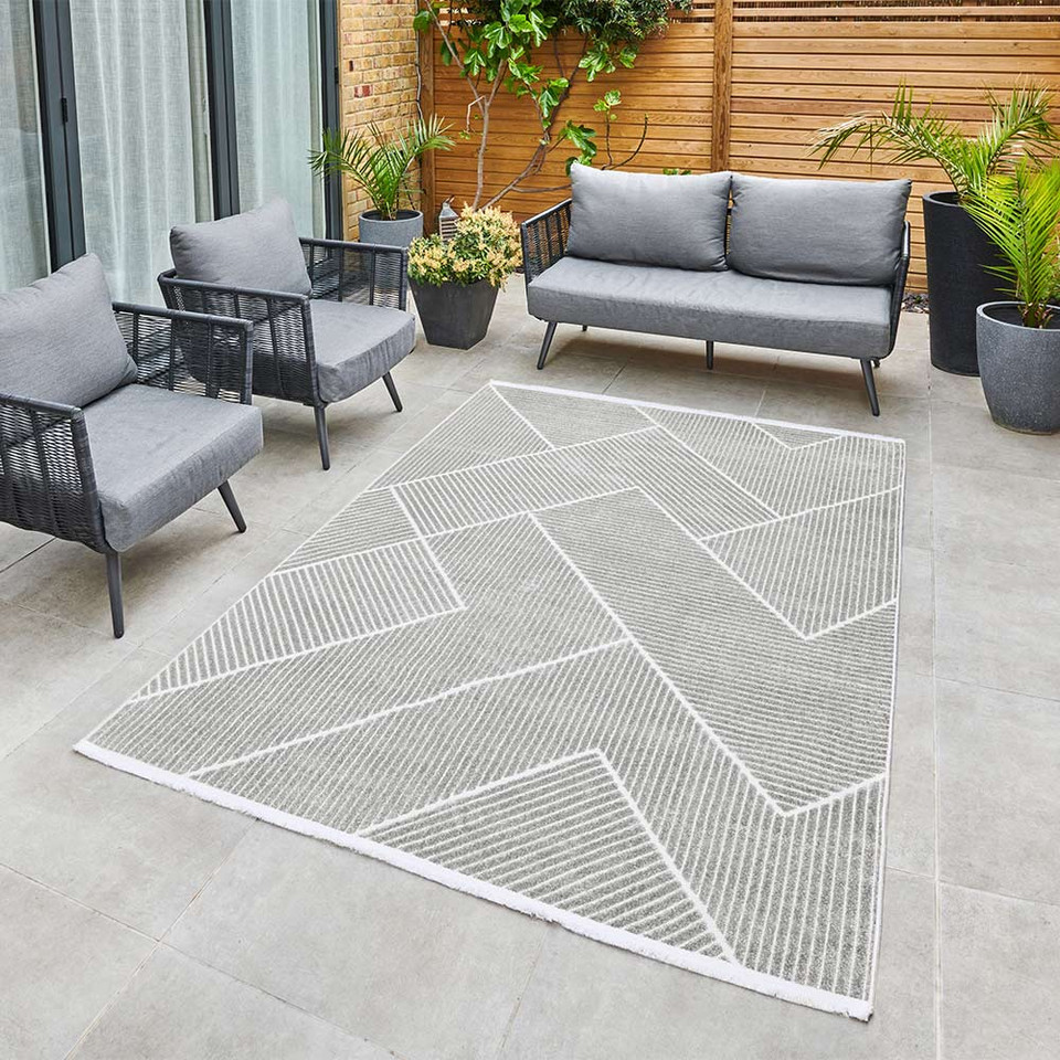 Jazz Indoor Outdoor JAZ17 Silver Rug by Concept Looms