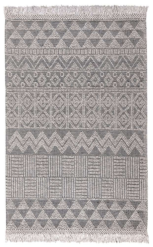 Anya Anya01 Grey Black Flatweave Geo Rug
