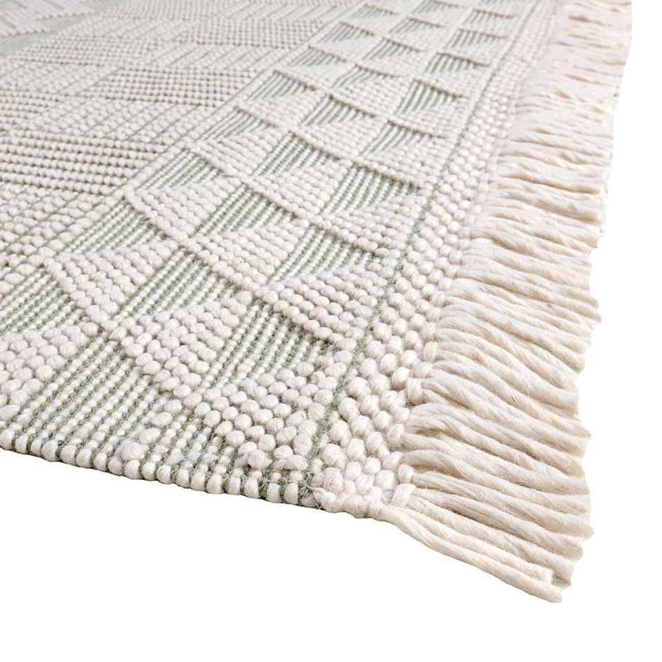 Anya Anya01 Ivory Mint Flatweave Geo Rug