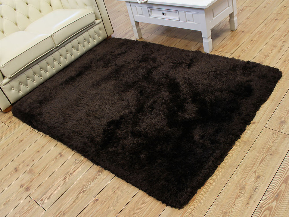 Ultra Thick Plush Shaggy Rug Chocolate Brown