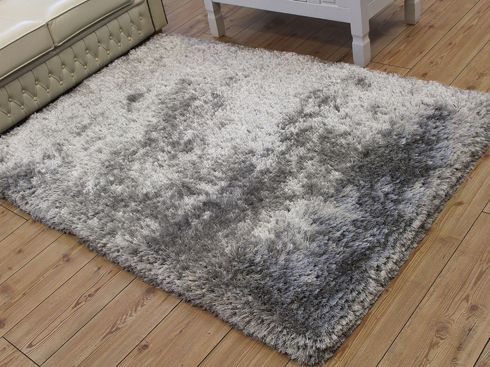Ultra Thick Plush Shaggy Rug Silver