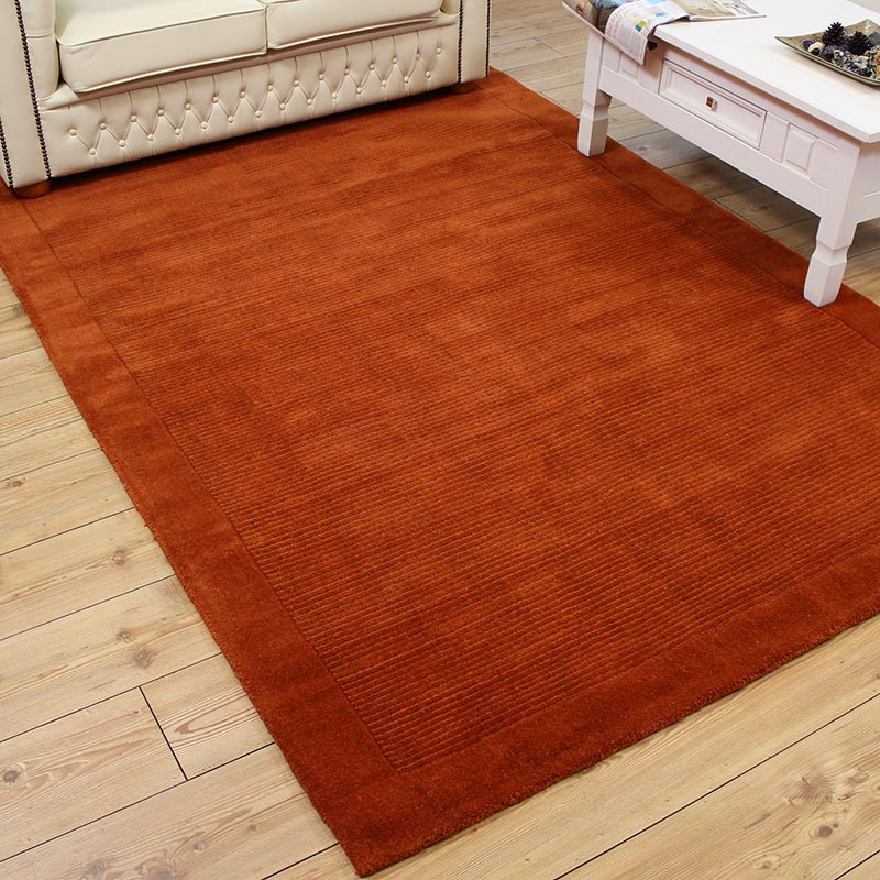 Terracotta SM Large wool plain rug