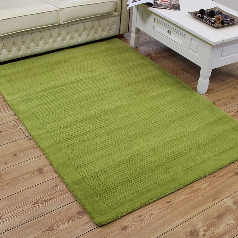 Green SM Large wool plain rug
