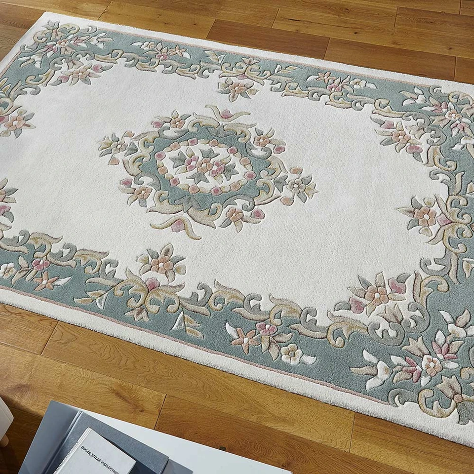 Royal Aubusson cream green rug