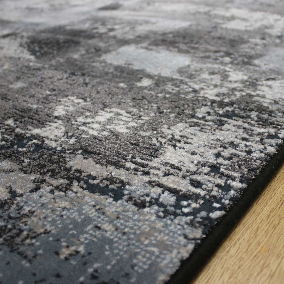 Canyon Grey Black Silky Rug