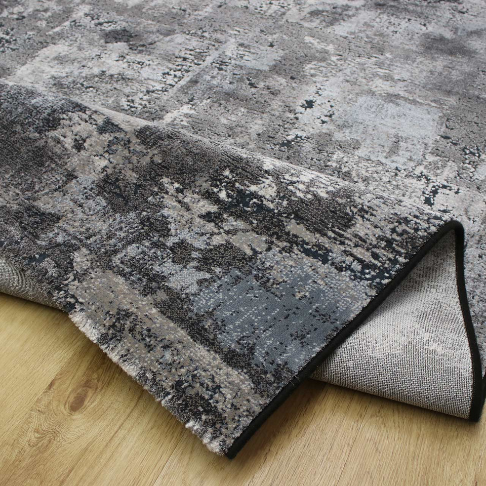 Canyon Grey Black Silky Rug