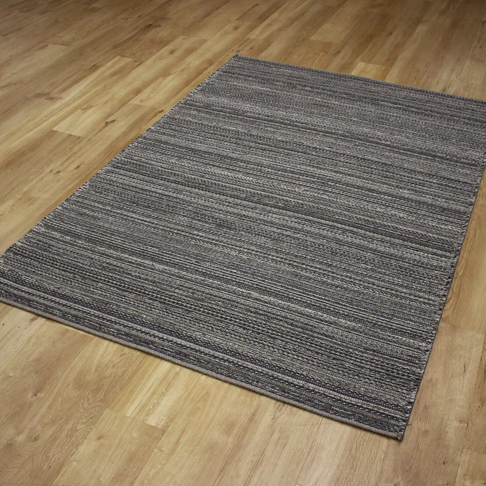 Goa Flatweave Charcoal Wool Rug