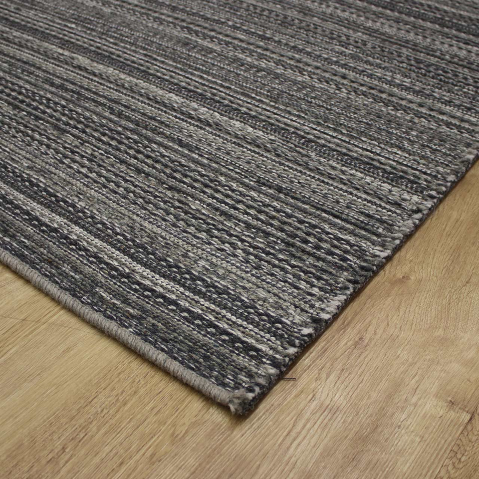 Goa Flatweave Charcoal Wool Rug