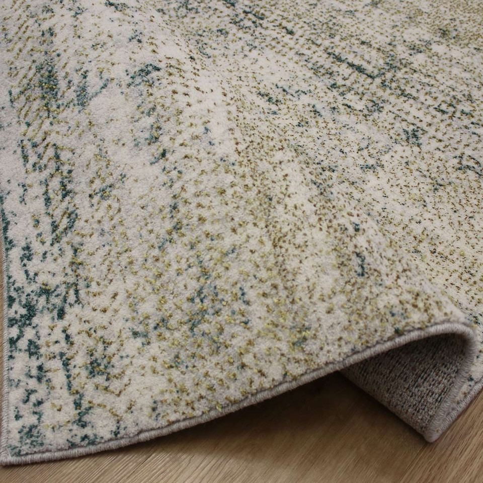 Stella Blurry Metallic Gold Teal Rug