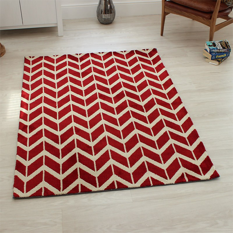Arlo Chevron Rug Red  100x150cm