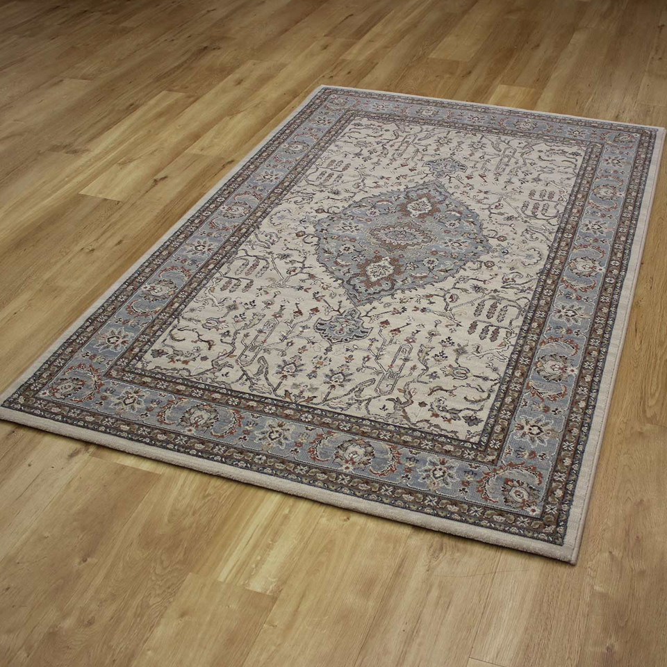 Da Vinci Cream Steel Blue Rug
