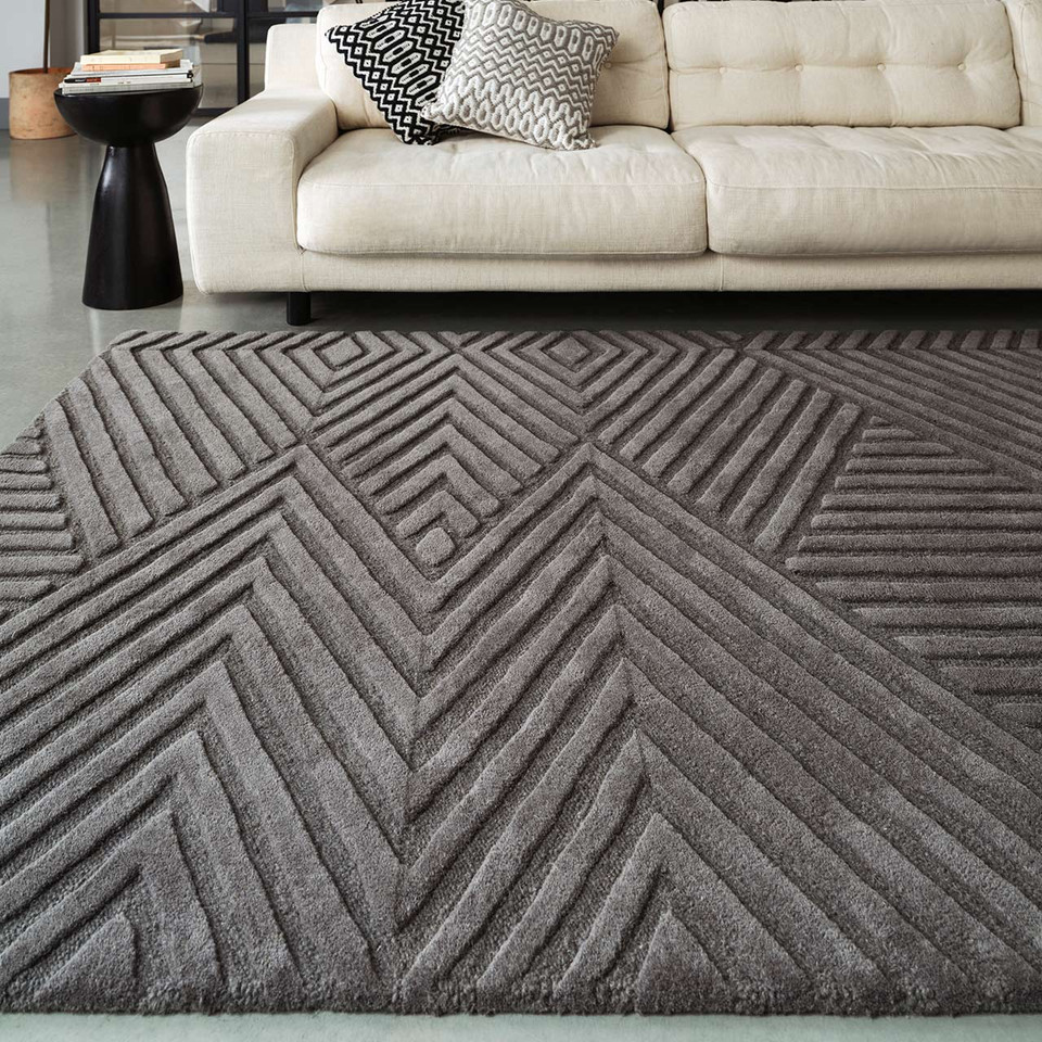 Hague Charcoal Thick Woollen Rug Hand Tufted