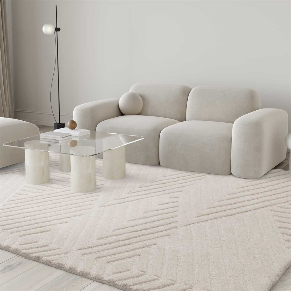 Hague Ivory Thick Woollen Rug Hand Tufted
