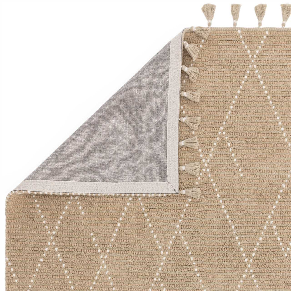 Nepal Sand Cream Linear Rug Indian Wool
