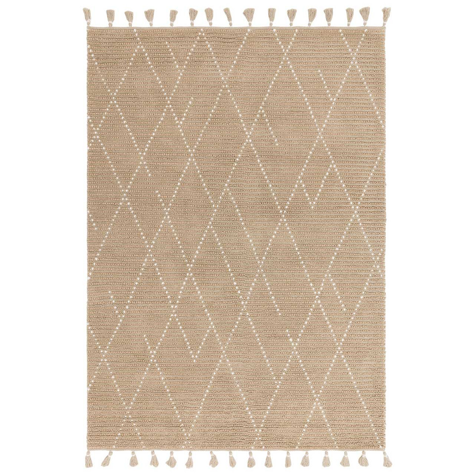 Nepal Sand Cream Linear Rug Indian Wool