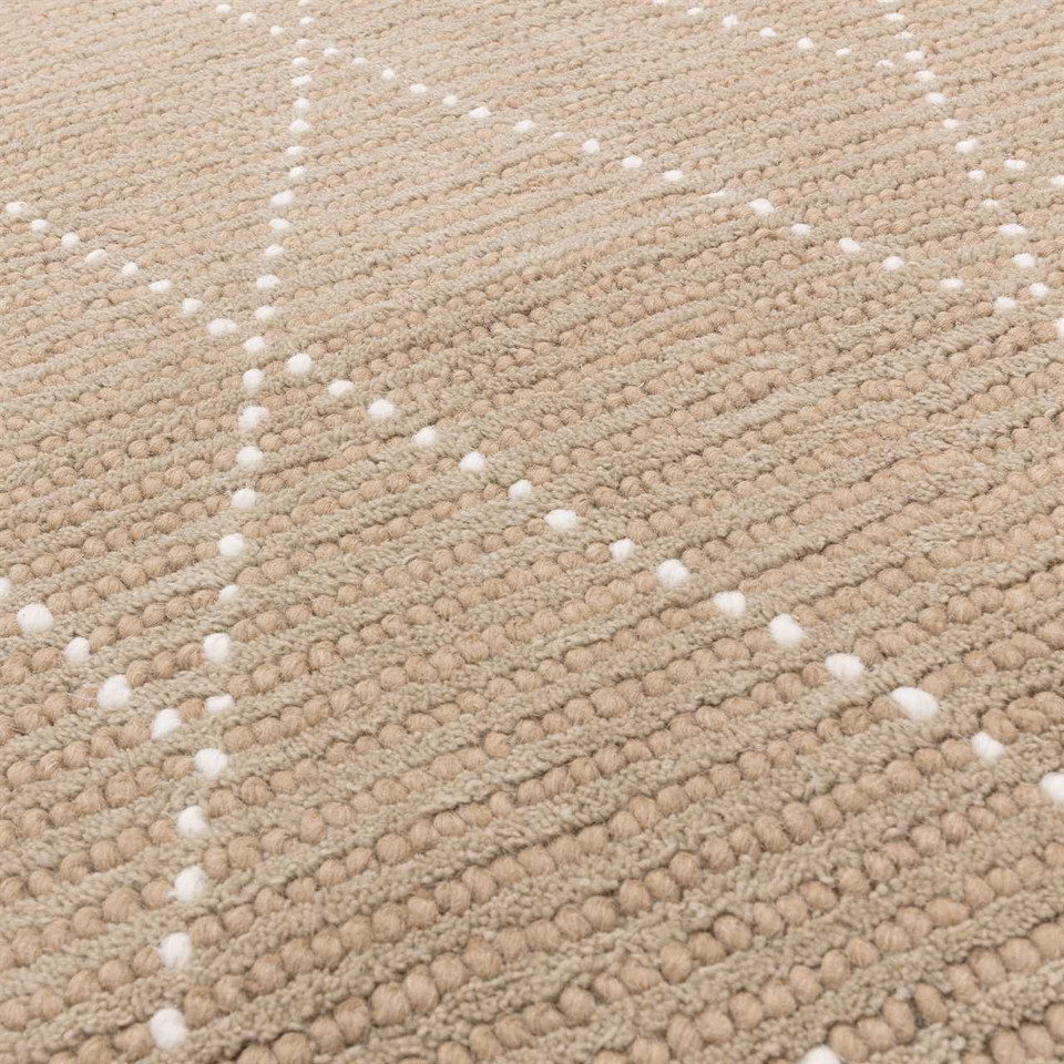Nepal Sand Cream Linear Rug Indian Wool