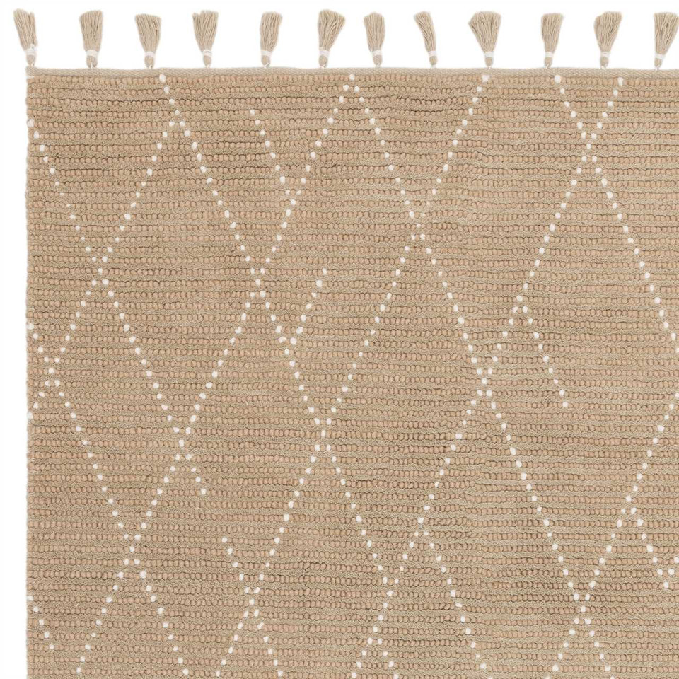 Nepal Sand Cream Linear Rug Indian Wool