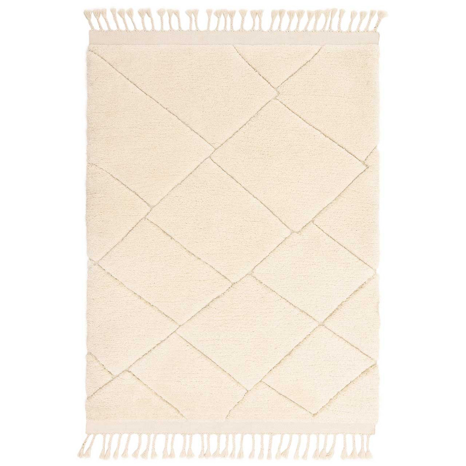 Fes FE01 Moroccan Style Cream Fringed Rug