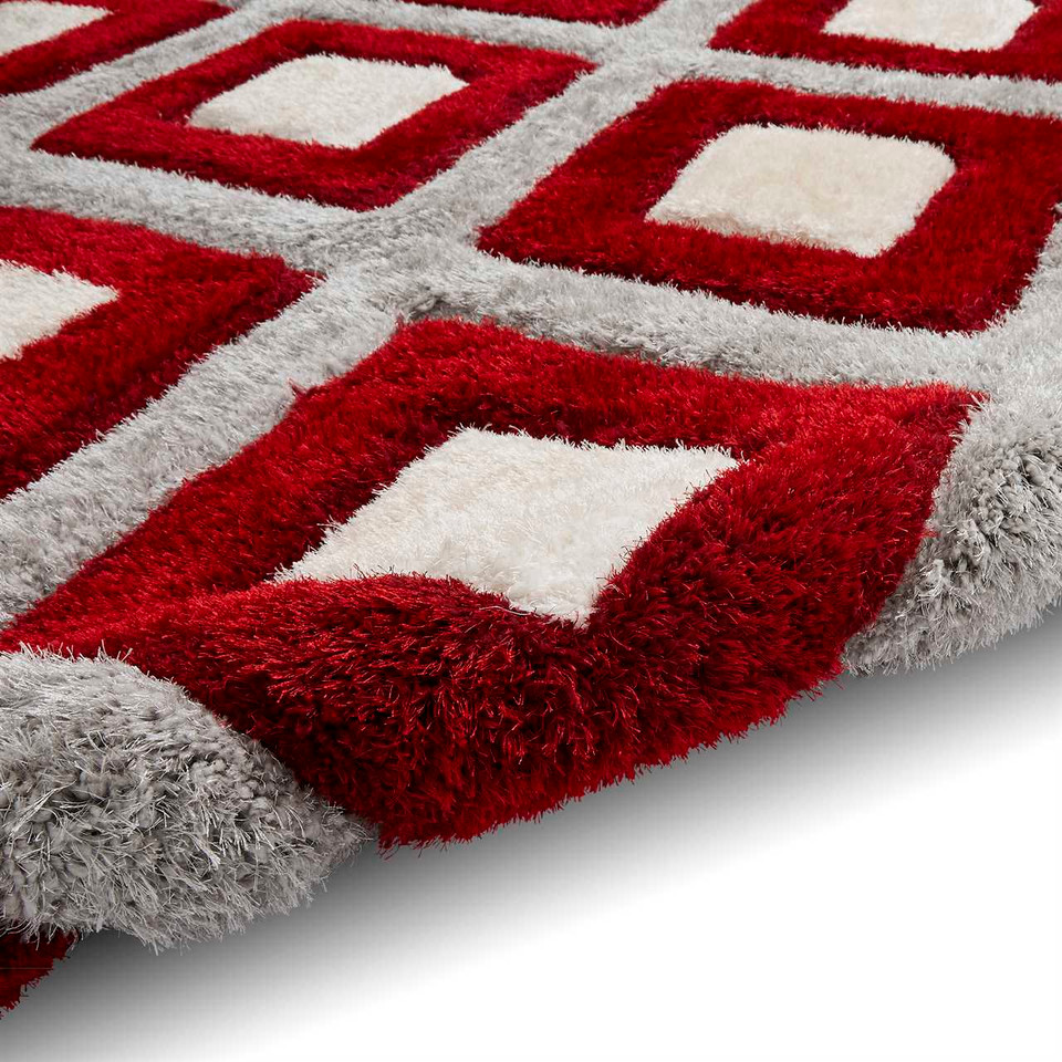 Olympia GR224 Silky Grey Red Rug
