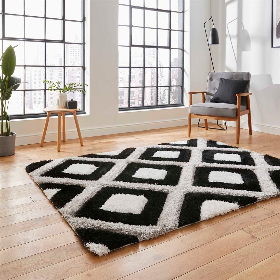 Olympia GR224 Silky Black White Rug