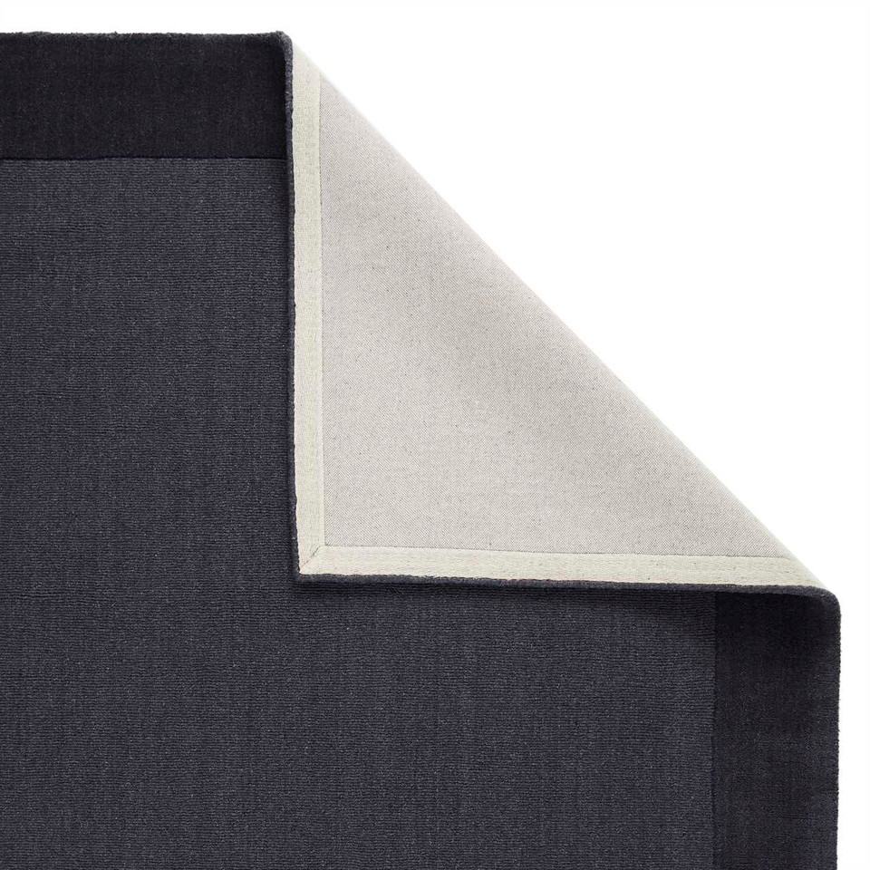 Colours Charcoal Wool Rug Plain Border