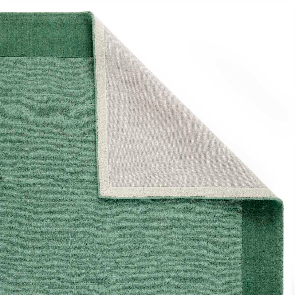 Colours Green Wool Rug Plain Border