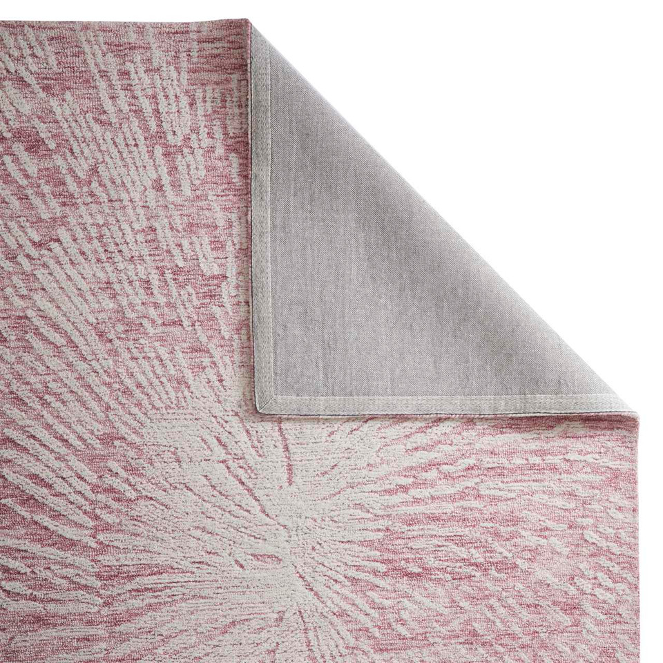 Hampton Burst Modern Pink Ivory Wool Rug