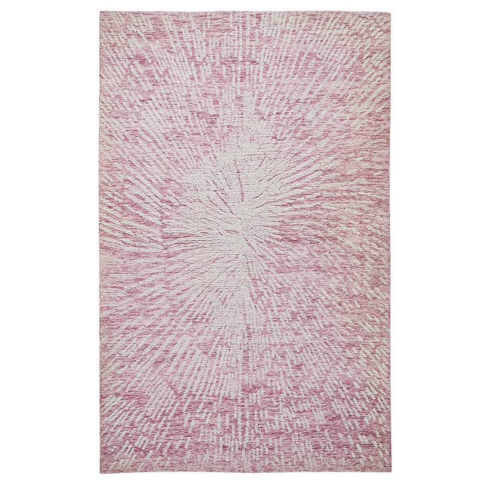 Hampton Burst Modern Pink Ivory Wool Rug