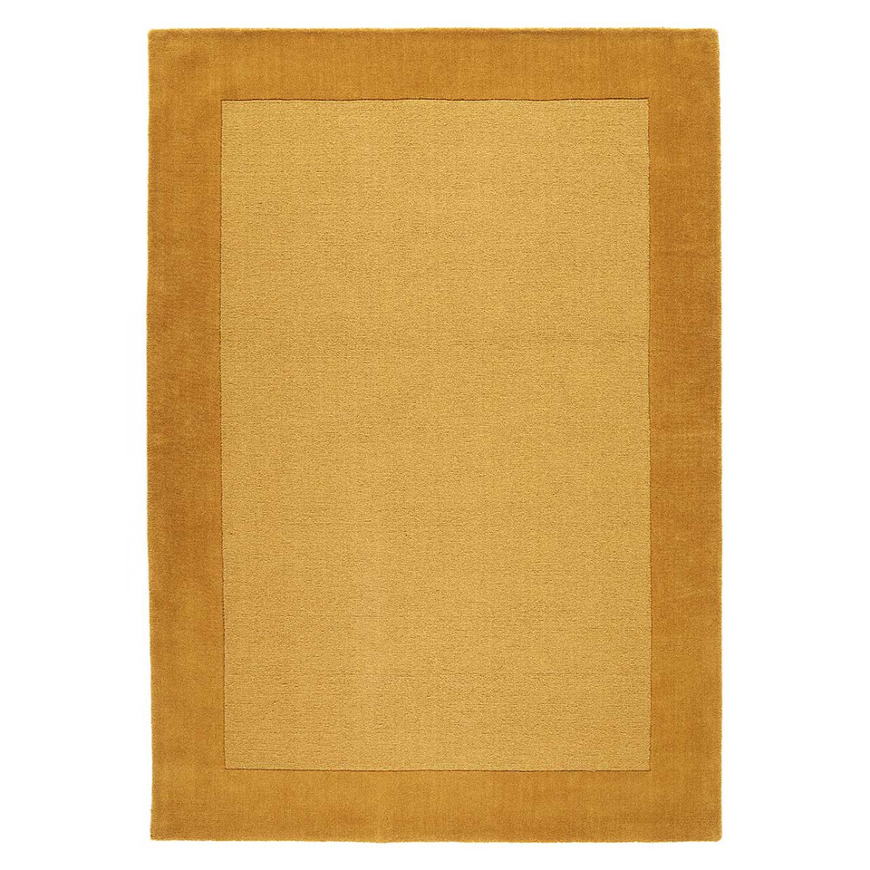 Colours Mustard Wool Rug Plain Border