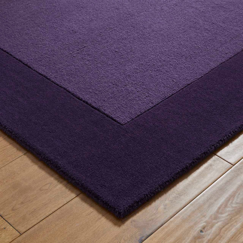 Colours Purple Wool Rug Plain Border