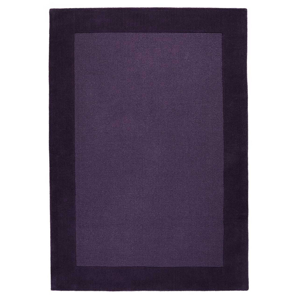 Colours Purple Wool Rug Plain Border