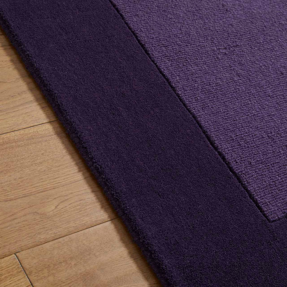 Colours Purple Wool Rug Plain Border