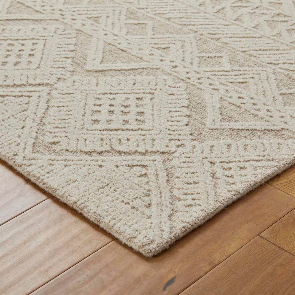 Hampton Provence Tribal Beige Ivory Wool Rug