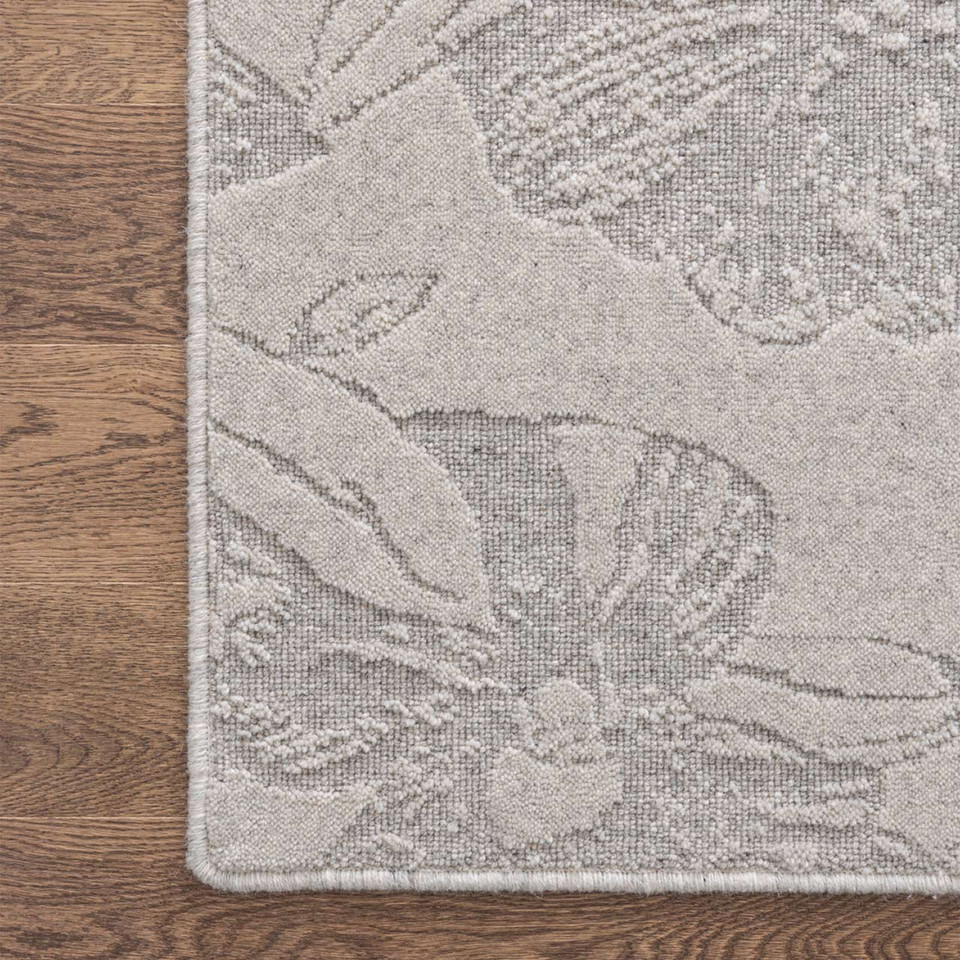 Brintons Noble Arol Light Grey Floral Wool Rug