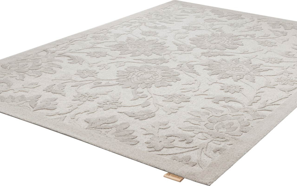 Brintons Noble Mirem Light Grey Floral Wool Rug