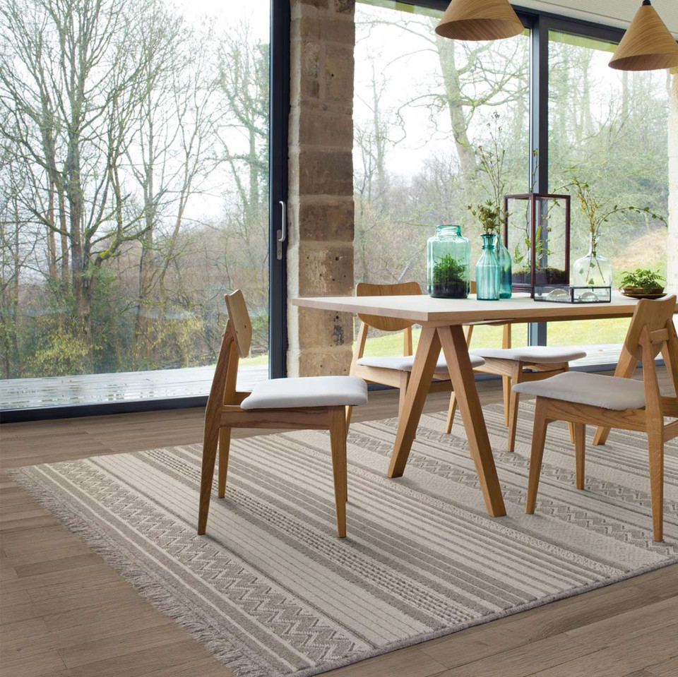 Brintons Noble Oni Light Grey Wool Rug