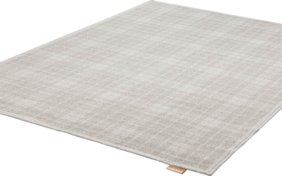 Brintons Noble Pano Light Grey Check Wool Rug