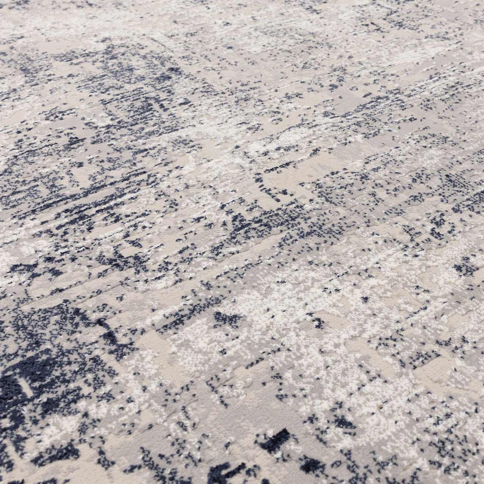 Kuza Border Navy Velvet Soft Rug