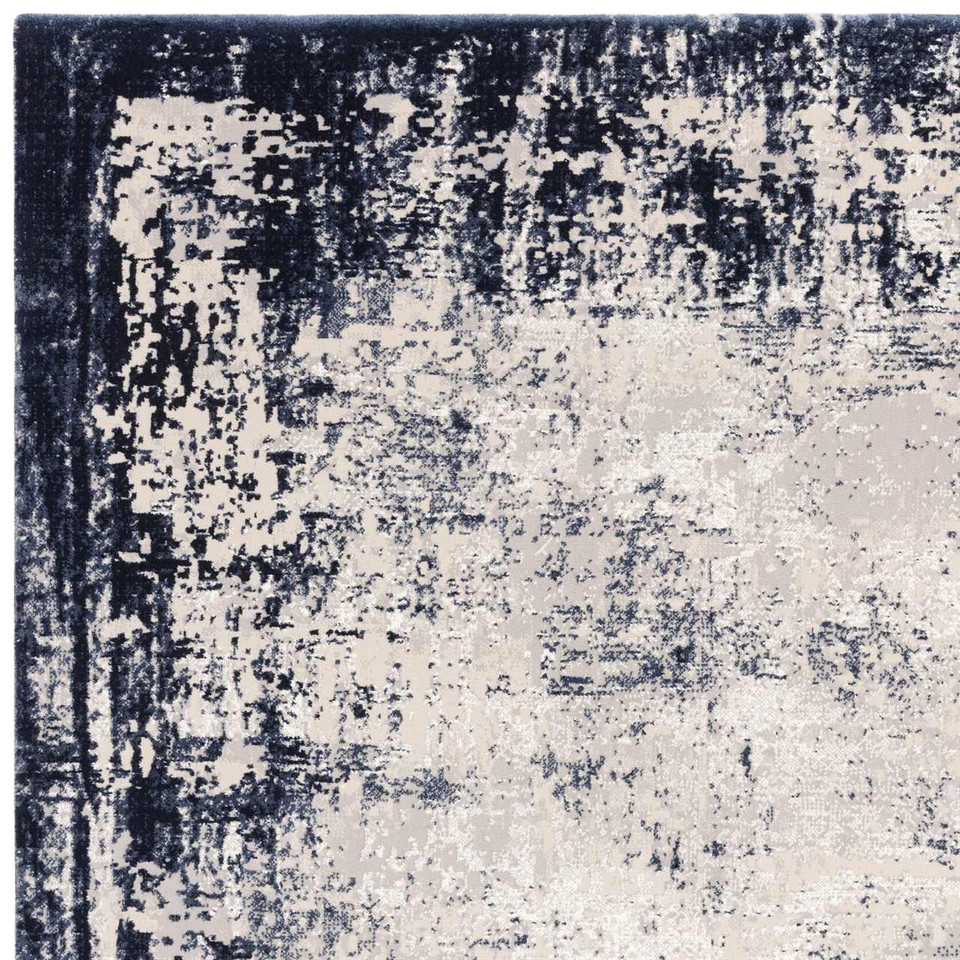 Kuza Border Navy Velvet Soft Rug