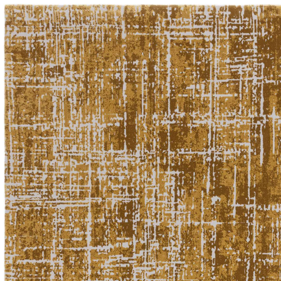 Kuza Abstract Gold Velvet Soft Rug