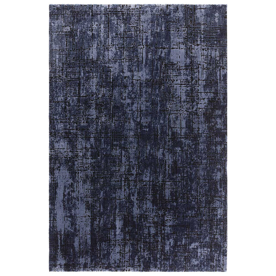 Kuza Abstract Navy Velvet Soft Rug